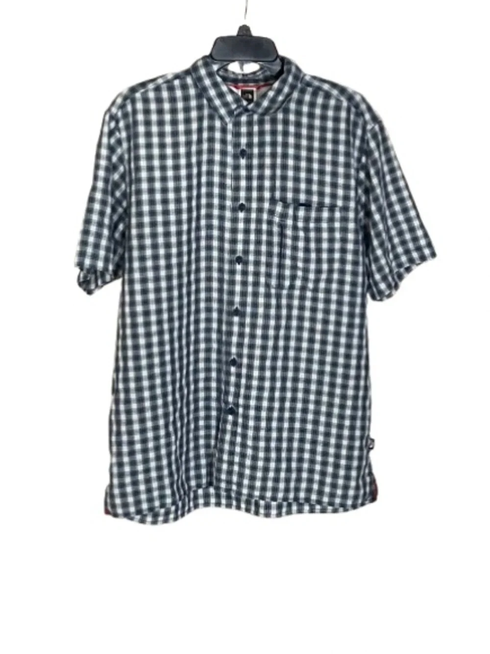The North Face Men’s Blue Check Short Sleeve Button Down Shirt Size L